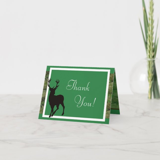 Carte de remerciements plié Green Deer et Camo (Devant)