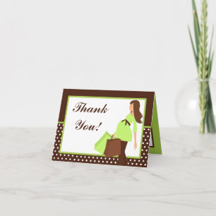 Carte de remerciements plié Green Mod Maman Pois