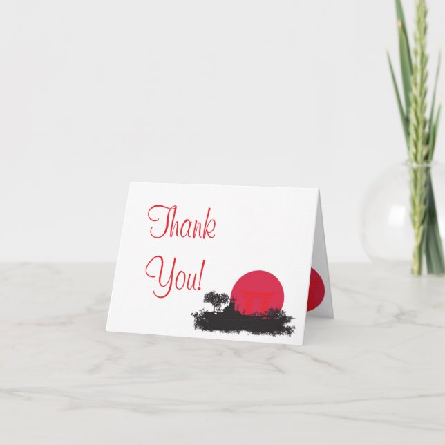 Carte de remerciements plié japonais Mariage solei (Devant)