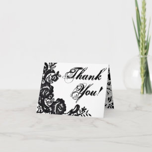 Carte de remerciements plié noir dentelle Damask A
