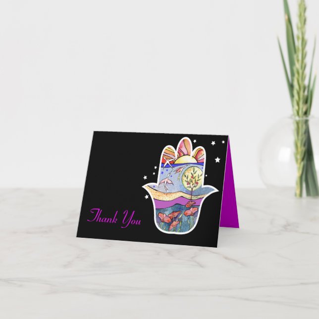 Carte de remerciements plié par bat mitzvah de (Devant)
