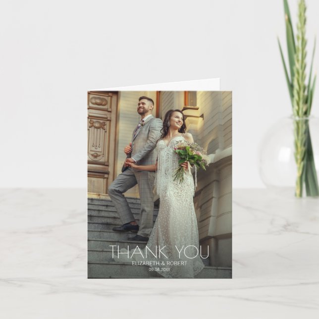 Carte de remerciements plié photo mariage (Devant)