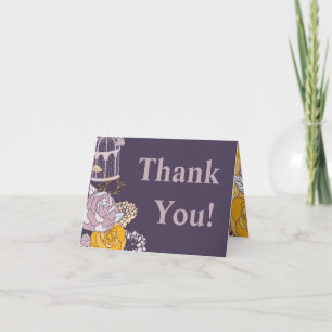 Carte de remerciements plié Vintage Plum Mustard R