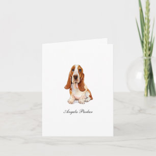 Carte de remerciements pliée à l'aquarelle Basset