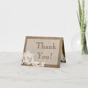 Carte de remerciements pliée Burlap Pays de dentel