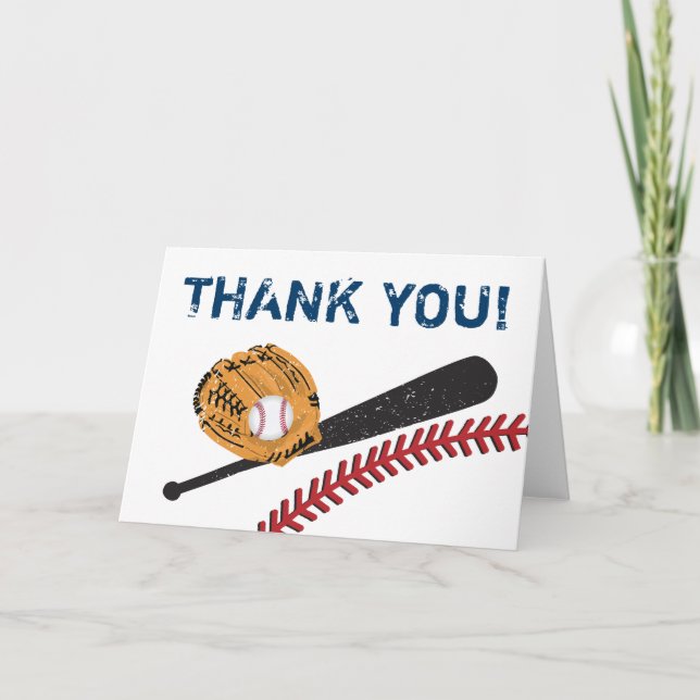 Carte de remerciements pliée de baseball (Devant)