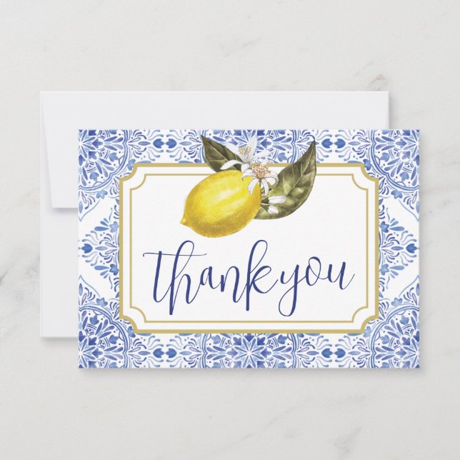 Carte de remerciements pliée de citron toscan (Devant)