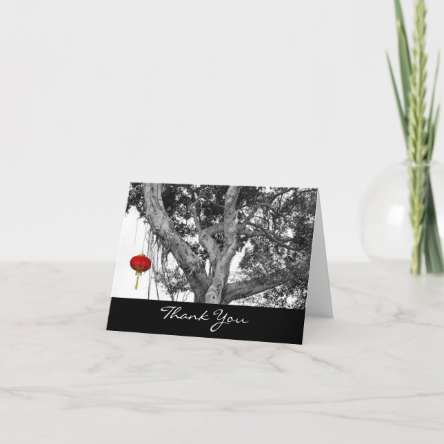 Carte de remerciements pliée de Lanterne japonaise (Devant)