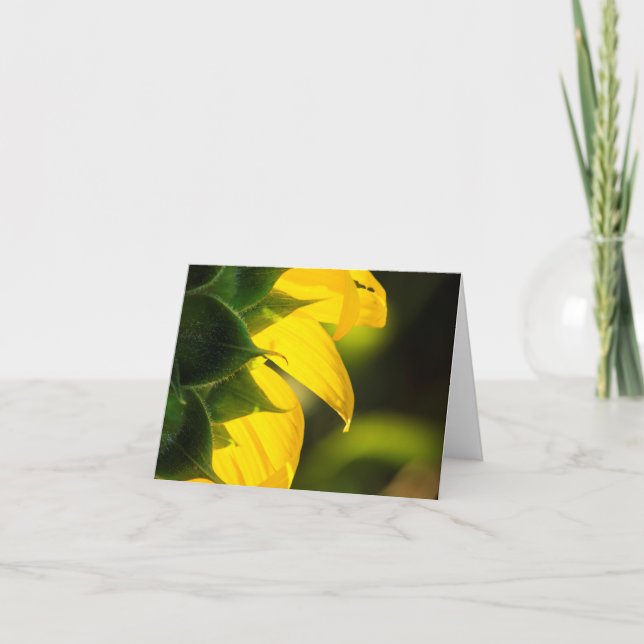 Carte de remerciements pliée de tournesol brillant (Devant)