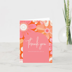 Carte de remerciements pliée en arc rose rétro