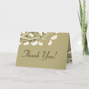 Carte de Remerciements Pliée Feuilles de Ginkgo Bl