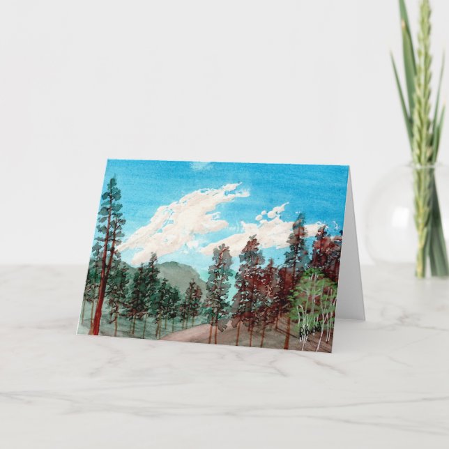 Carte de remerciements pliée - Forêt et nuages (Devant)