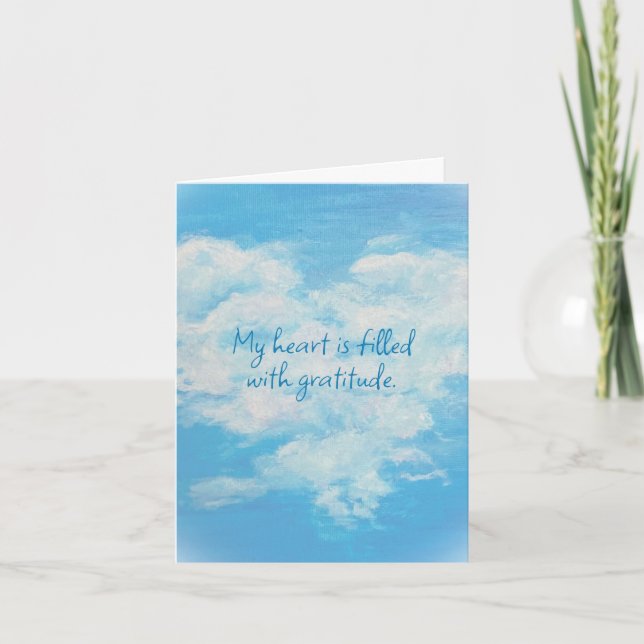Carte de remerciements pliée : Nuage de coeur (Devant)