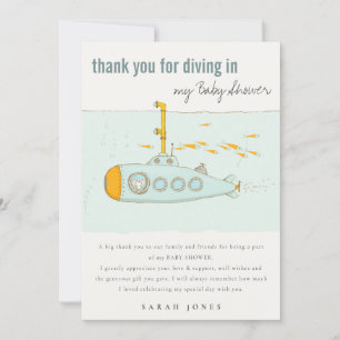 Carte De Remerciements Plongée Dans Le Baby shower Sous-Marin Sous-Marin