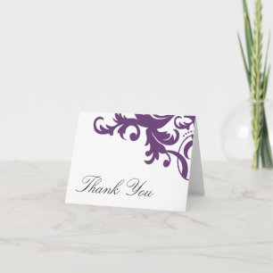Carte De Remerciements Plum Purple Elegant Damask Thank You Note