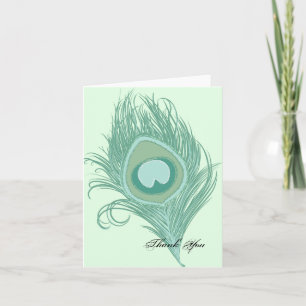 Carte De Remerciements Plume de paon menthe