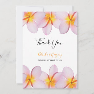 Carte De Remerciements Plumeria rose Frangipani Mariage