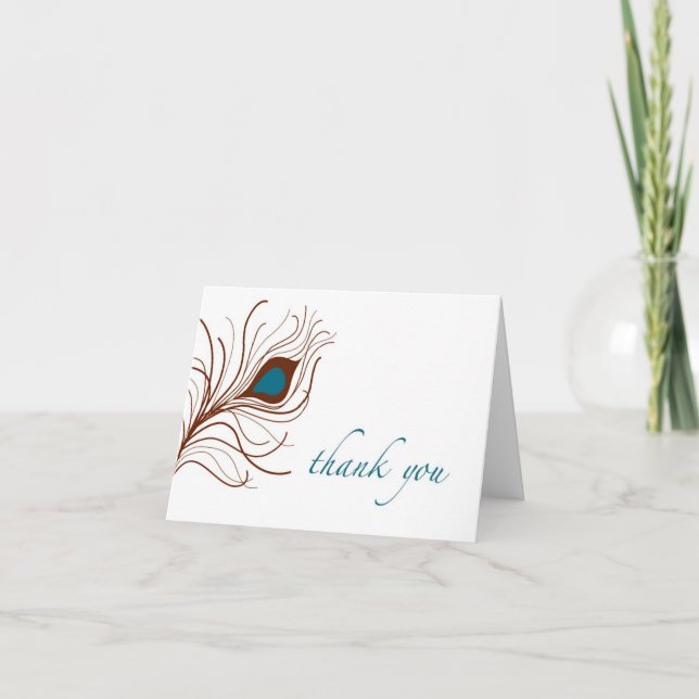 carte de remerciements {plumes de paon} (Devant)