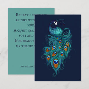 Carte De Remerciements Plumes de paon sarcelles Paons