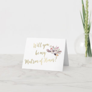Carte De Remerciements Plumes florales Boho Serez-vous le chef d'honneur