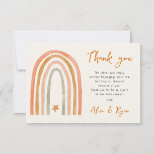 Carte De Remerciements Poème Boho Rainbow Et Star Baby shower