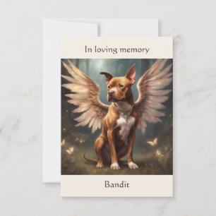 Carte De Remerciements Poème commémoratif Brown Pitbull Nom personnalisé 