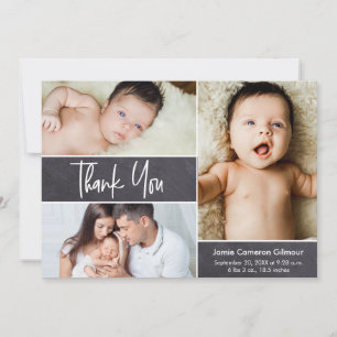 Carte De Remerciements Poignée moderne 3 Baby shower photo Collage