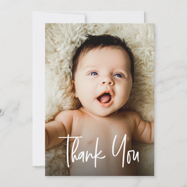 Carte De Remerciements Poignée moderne photo Baby shower personnalisé (Devant)