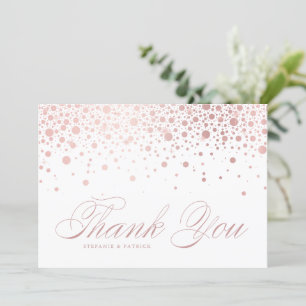 Carte De Remerciements Points Confetti Or Rose Faux