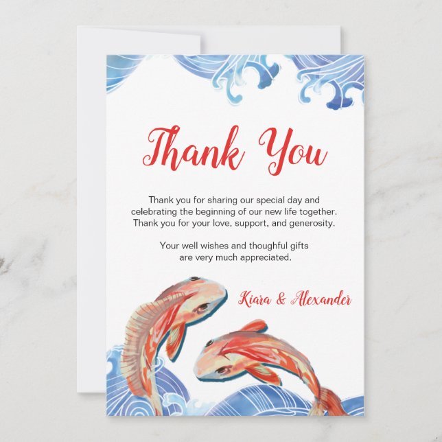 Carte de remerciements POISSON KOI (Devant)