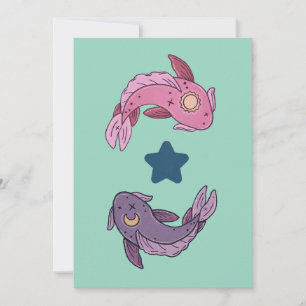 Carte De Remerciements Poisson Koï Soleil et Lune Art Pisces Céleste