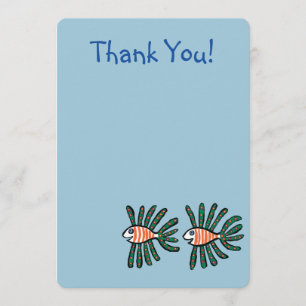 Carte De Remerciements Poissons jumeaux verts et oranges d'aileron