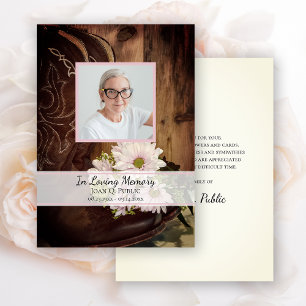 Carte De Remerciements Poissons roses Cowboy Boot Funeral Sympathy