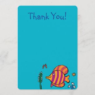 Carte De Remerciements Poissons tropicaux oranges et pourpres avec des