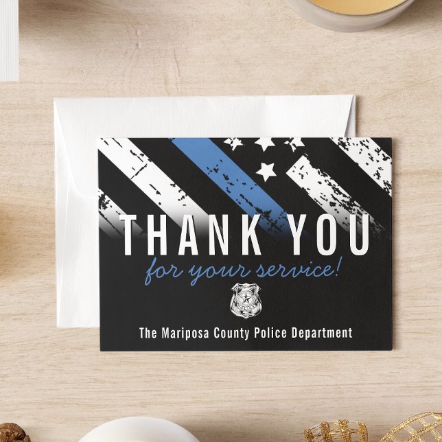 Carte De Remerciements Police Blue Line American Flag Premier répondant (Créateur téléchargé)