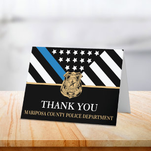 Carte De Remerciements Police Blue Line American Flag Premier répondant