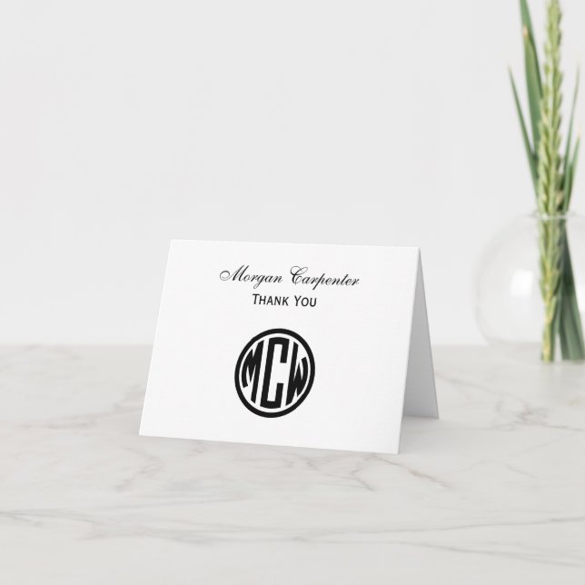 Carte De Remerciements Police do-it-yourself BG du cercle noir blanc (Devant)