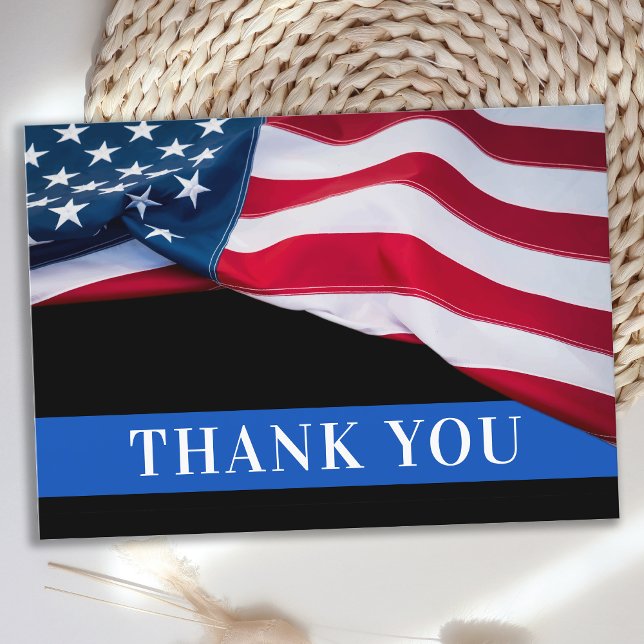 Carte De Remerciements Police Officier Américain Drapeau (Créateur téléchargé)