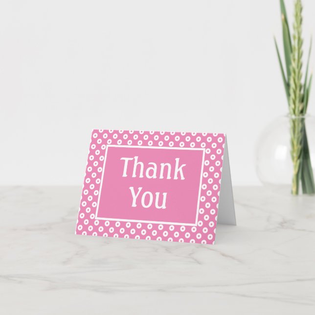 Carte De Remerciements Polka rose pâle (Devant)