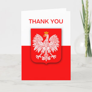 Carte De Remerciements Pologne Polska Drapeau polonais Aigle blanc rouge