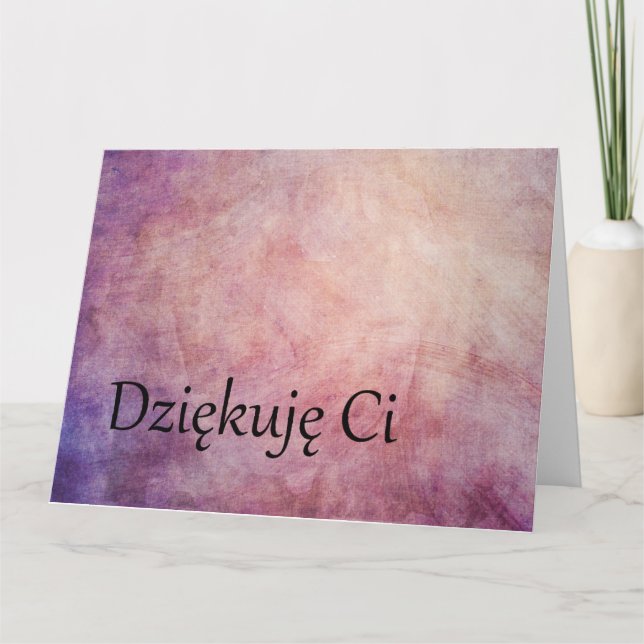 Carte De Remerciements Polonais BIG Thank You Note en Mauve Dziekuje Ci (Devant)