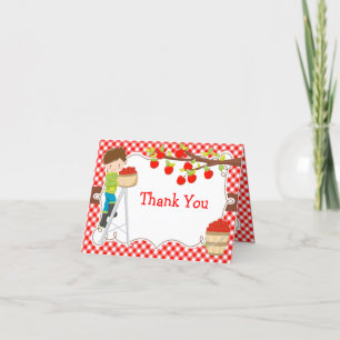 Carte De Remerciements Pomme cueillir Brunette Cheveux fête d'anniversair