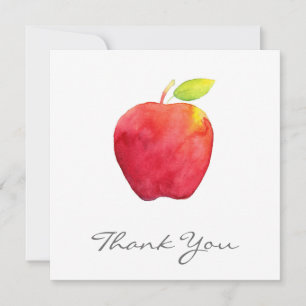 Carte De Remerciements Pomme d'aquarelle rouge