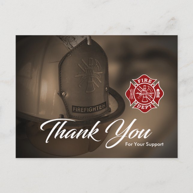 Carte de remerciements pompier (Devant)