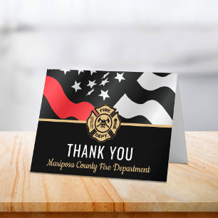 Carte De Remerciements Pompier du service de pompiers du premier interven
