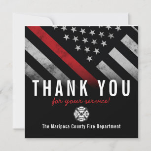 Carte De Remerciements Pompier Red Line Drapeau Responsable