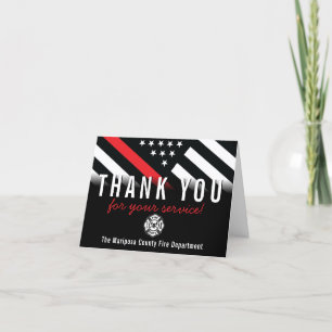 Carte De Remerciements Pompier Red Line Fire Service Responsable