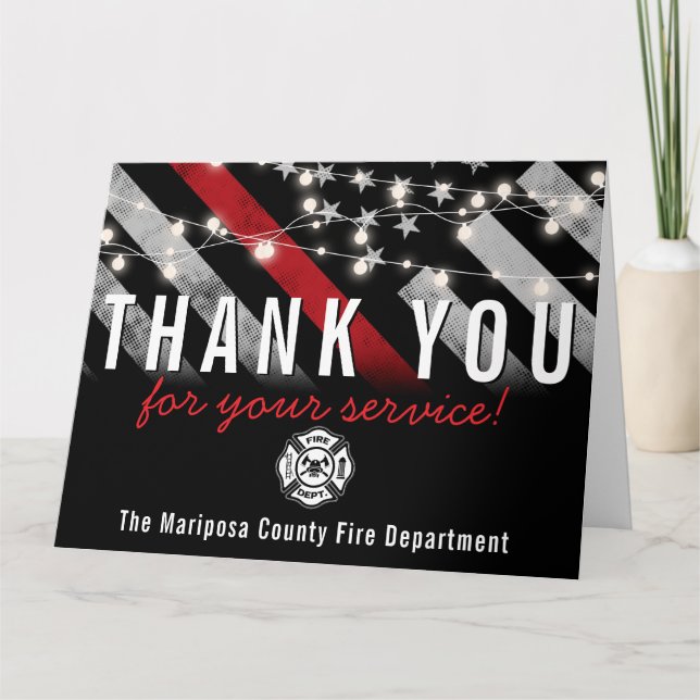 Carte De Remerciements Pompier Service d'incendie Drapeau Premier réponde (Devant)
