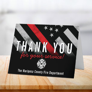 Carte De Remerciements Pompier Service d'incendie Drapeau Premier réponde