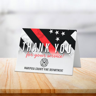Carte De Remerciements Pompier Service d'incendie Drapeau Premier réponde